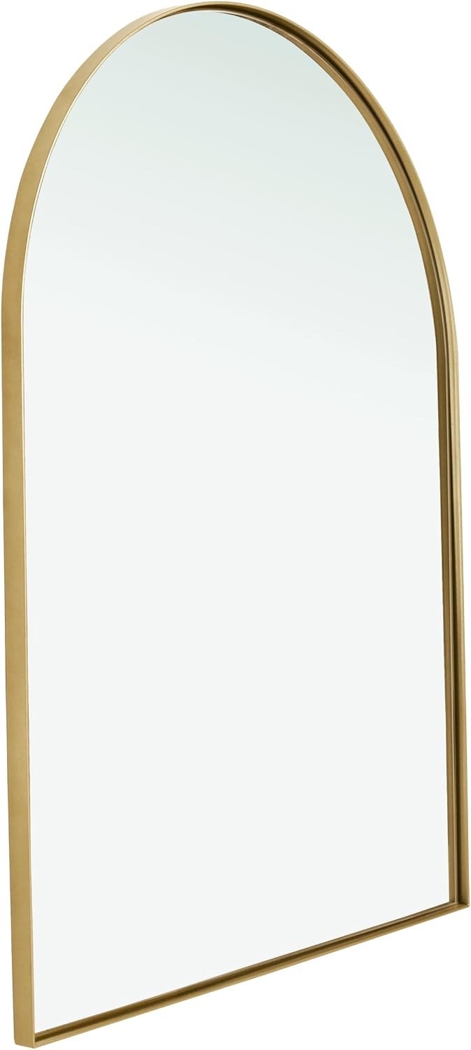 Arched Wall Mirror Gold 70x50cm Metal Frame Bathroom Hallway Bedroom Vanity