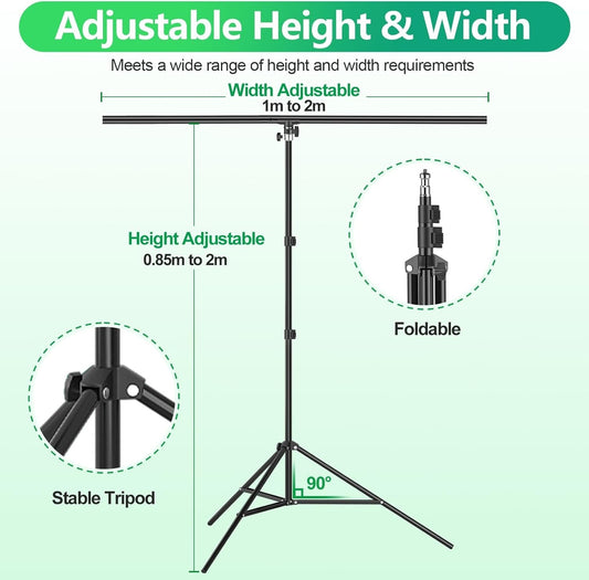 Green Screen Backdrop Stand 1.5x2m Photo Video Studio Streaming Gaming Kit