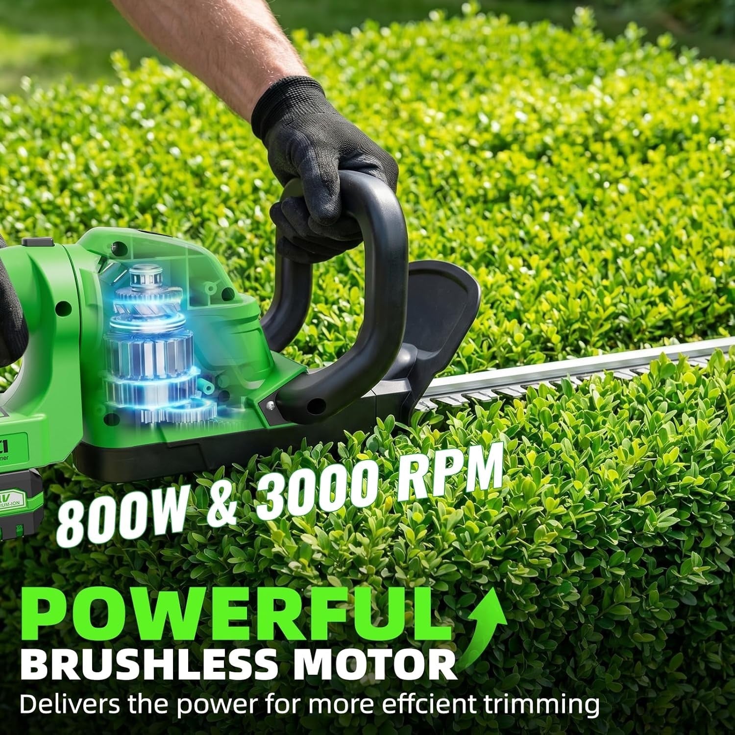 Cordless Hedge Trimmer Electric 20in 2 Batteries Charger Lightweight 180° Handle