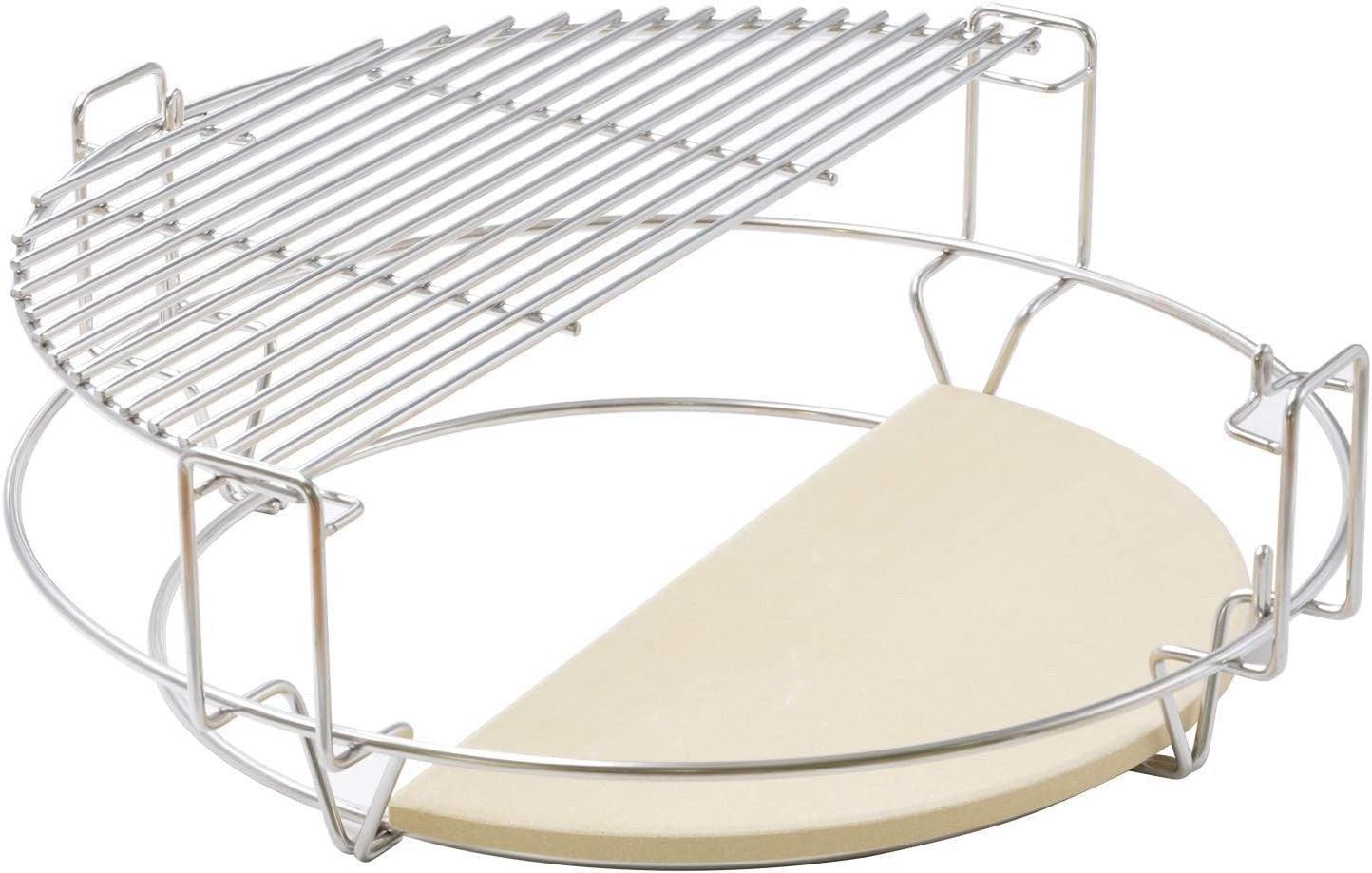Ceramic Grill Cooking System Kit 2 Grates Rack Heat Deflectors Kamado Style Set