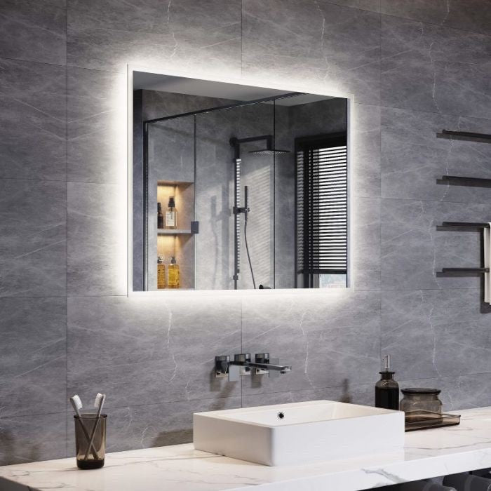 ELEGANT LED Bathroom Mirror 800x600mm Backlit Shaver Socket Demister