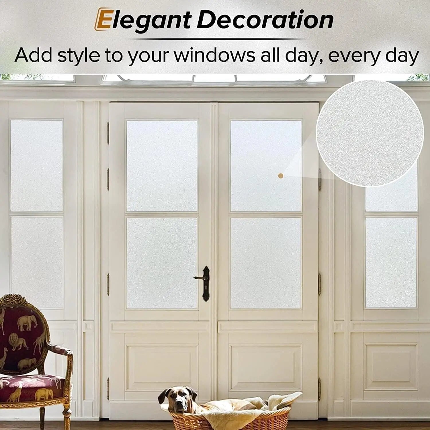Rabbitgoo Non Adhesive Frosted Glass Film Anti UV Privacy Window Film RABBITGOO