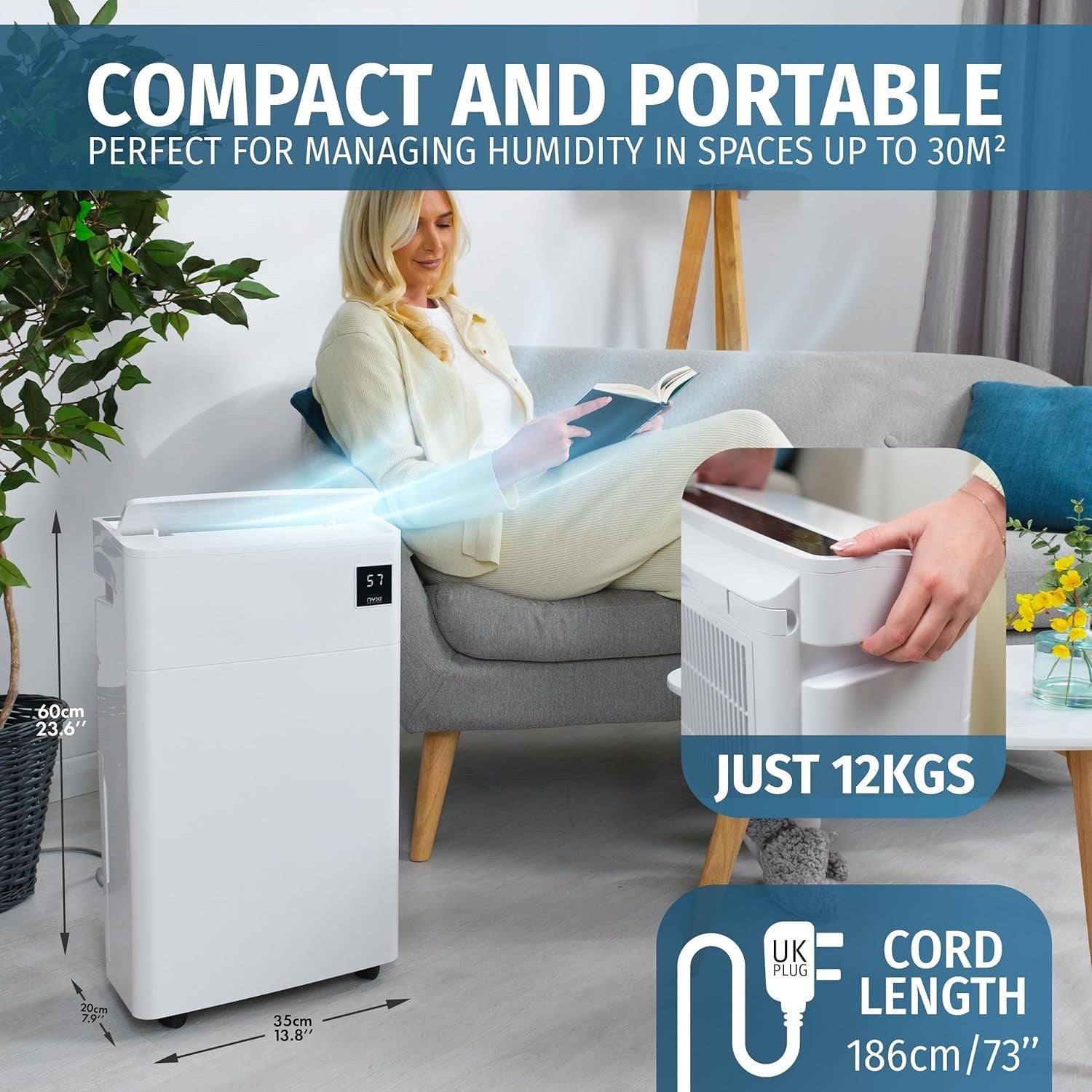 20L Dehumidifier Laundry Dryer Damp Condensation 5.5L Tank Digital Humidity