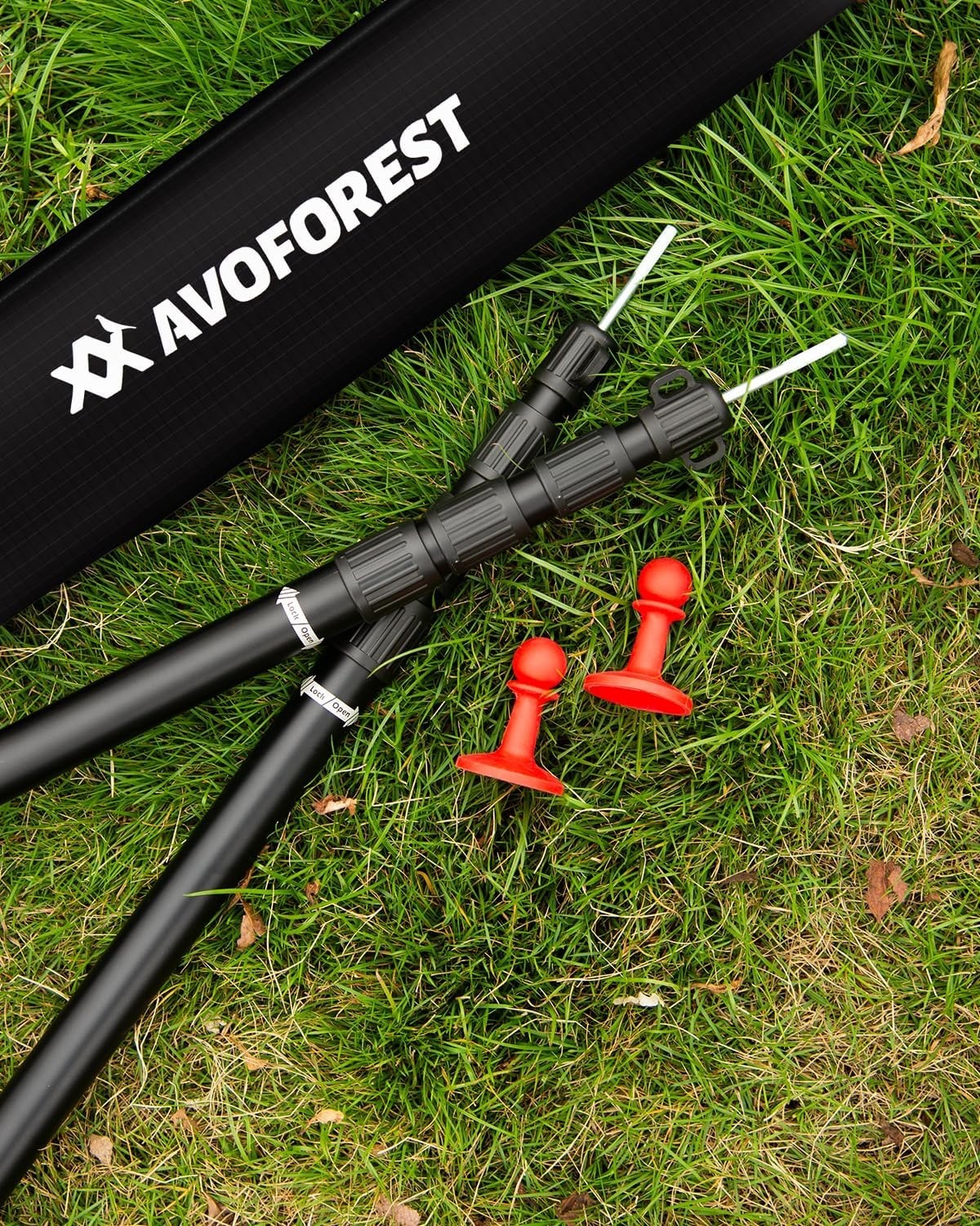 Tent Poles Telescoping Tarp Aluminum 8.7FT Adjustable Set 2 Camping Hiking Black