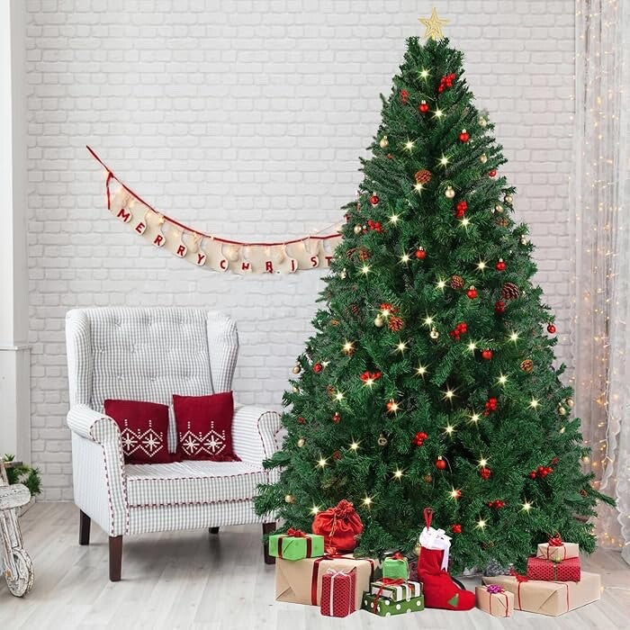 Wivico Christmas Tree Set 6FT 1100 Tips Realistic Artificial Pine Tree