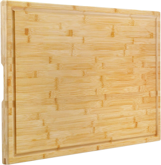 Bamboo Chopping Board Extra Large Butcher Block Juice Groove Handles Kitchen