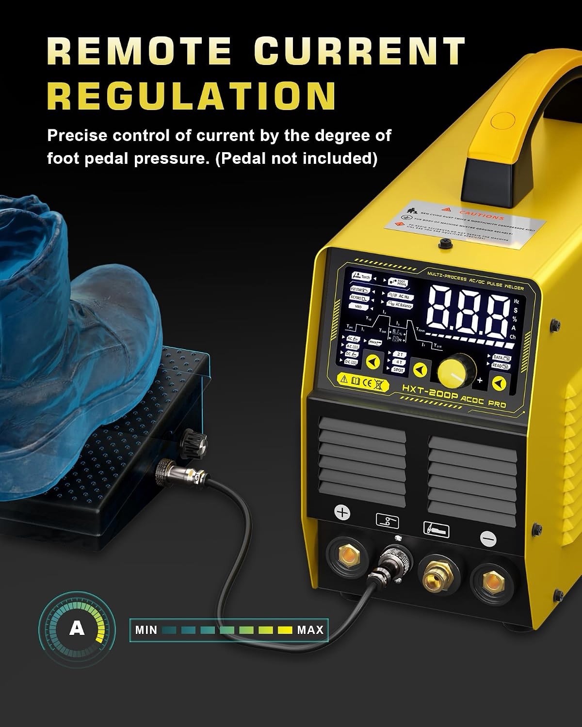 TIG Welder Welding Machine AC DC 200A Pulse 240V Yellow HXT200P Pro Inverter