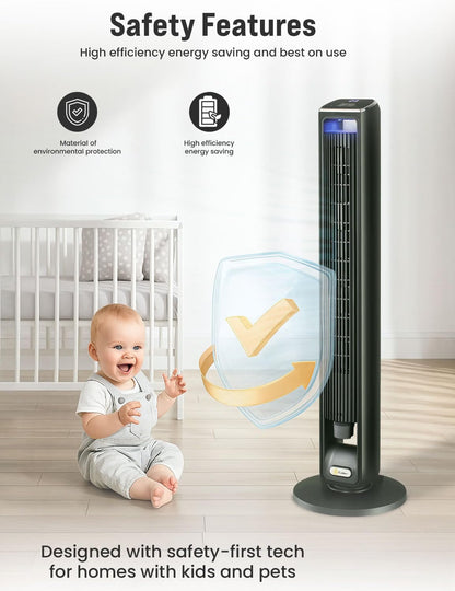 Smart Tower Fan 42in WiFi Alexa 12 Speed 4 Modes 120° Oscillation EcoNour