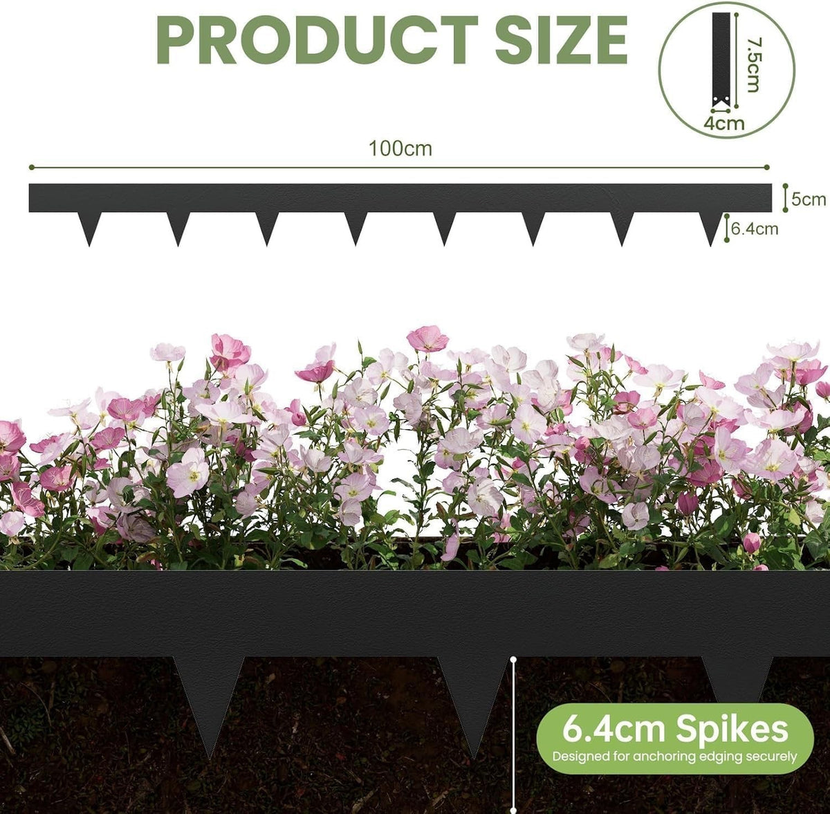 Garden Edging 10 Pack 10m x 11.4cm Black Steel Lawn Border Landscape Strip Kit