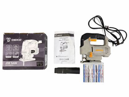 550W Electric Jigsaw 6 Speed 800-3000SPM LED 45° Bevel 8 Blades Wood Metal