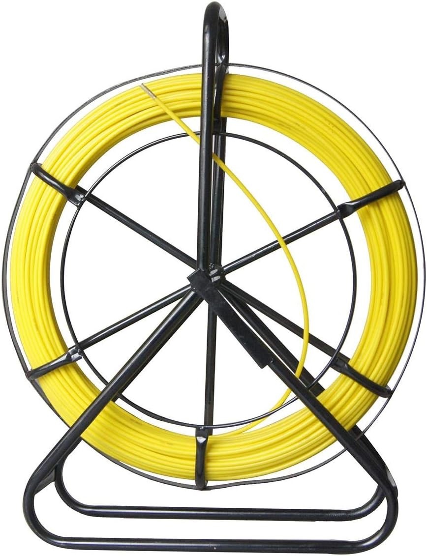 Cable Puller Duct Rodder 6mm x 100m Fiberglass Fish Tape Steel Stand Electrician