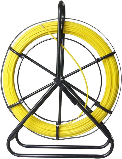 Cable Puller Duct Rodder 6mm x 100m Fiberglass Fish Tape Steel Stand Electrician