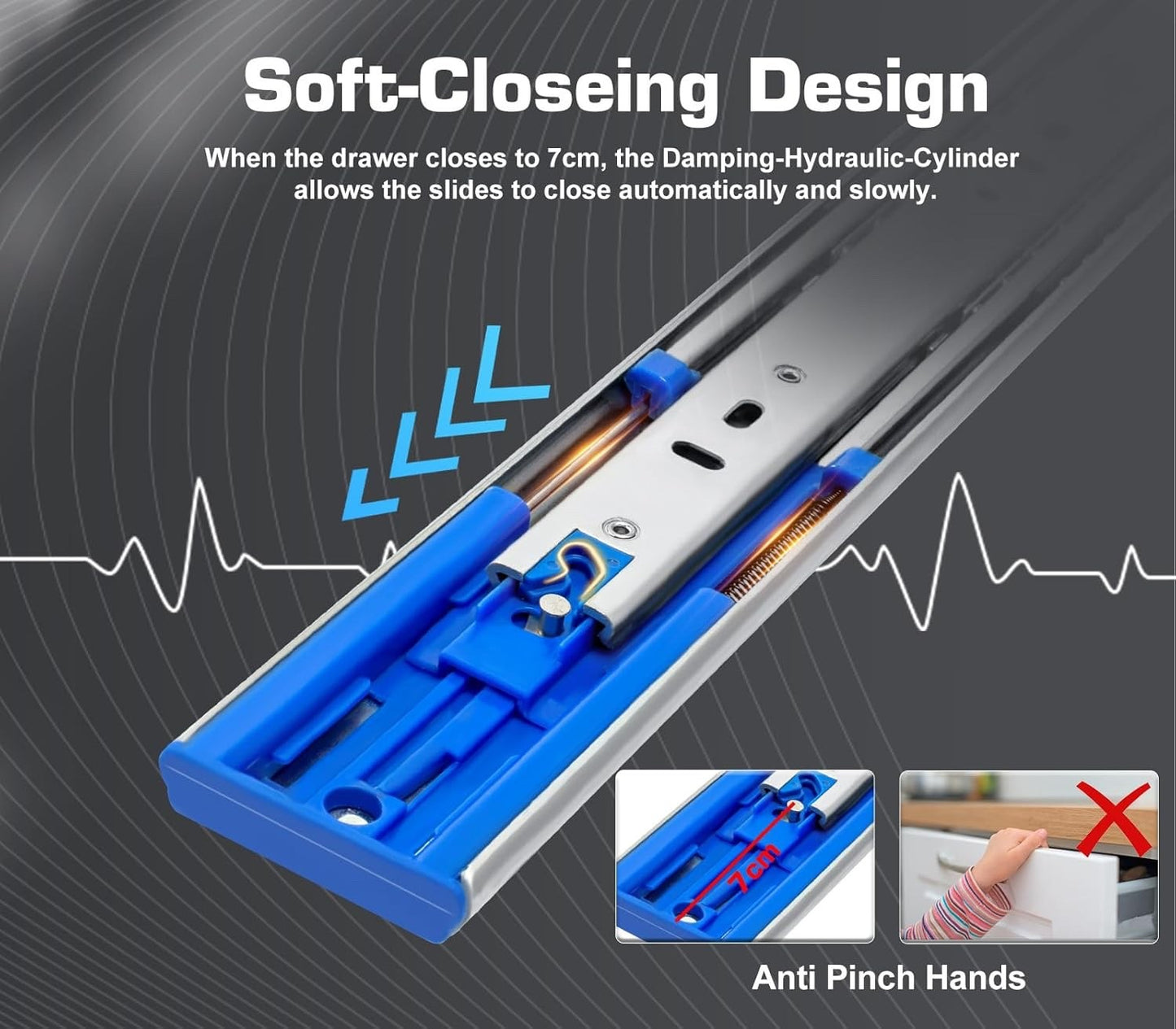 Drawer Runners 650mm Heavy Duty Soft Close Full Extension 90KG Slide Rails