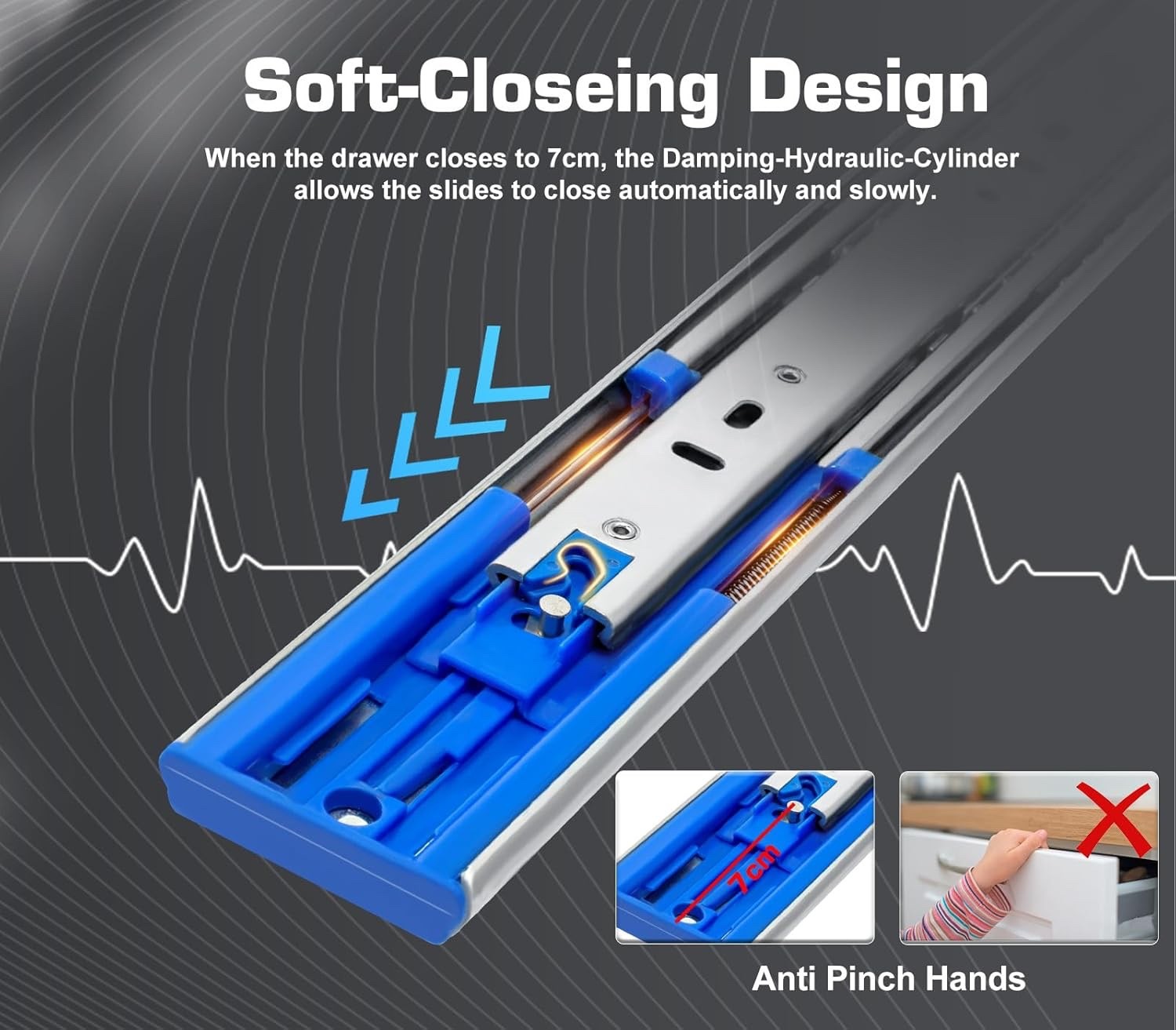 Drawer Runners 650mm Heavy Duty Soft Close Full Extension 90KG Slide Rails