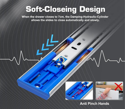 Drawer Runners 650mm Heavy Duty Soft Close Full Extension 90KG Slide Rails