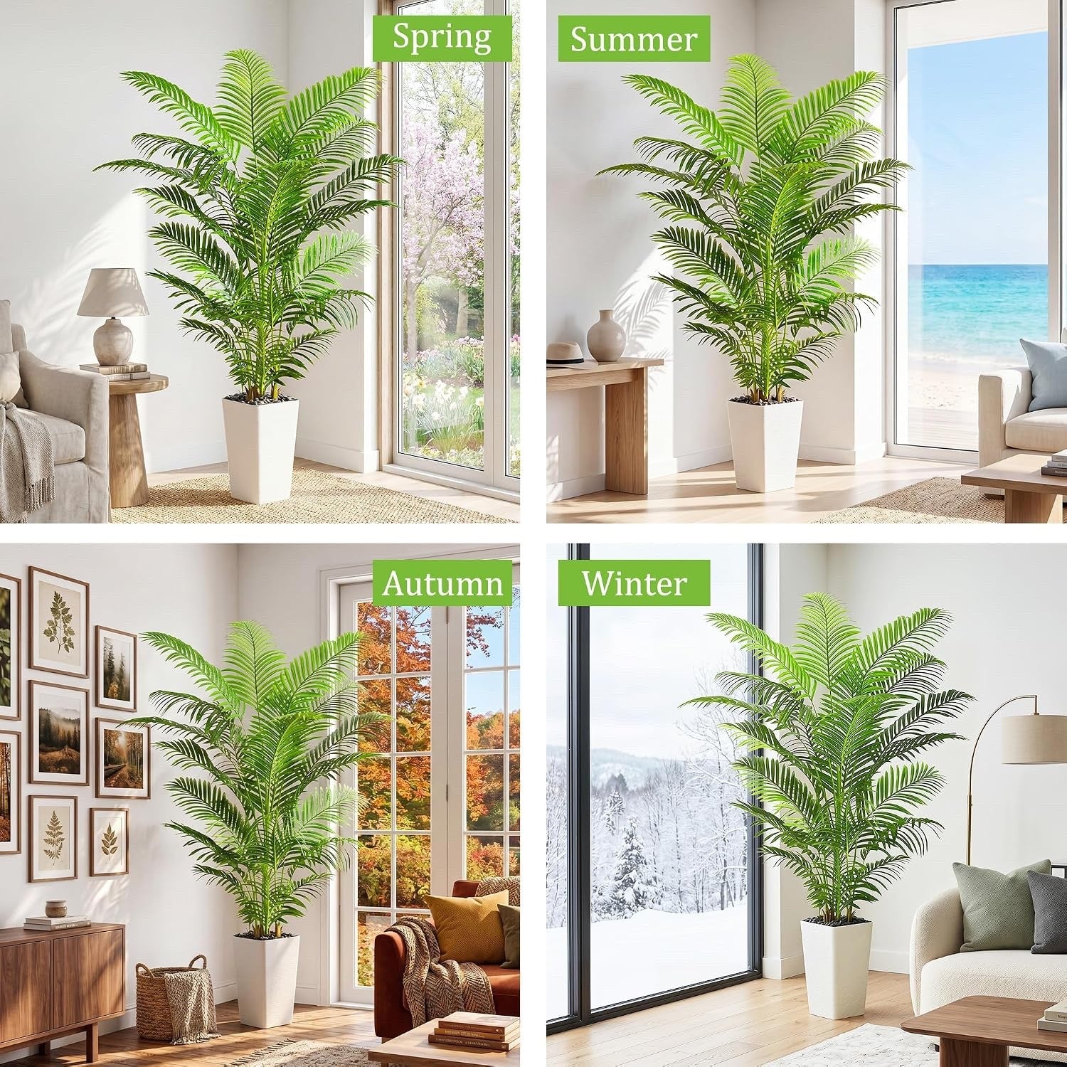 Artificial Palm Tree 180cm Tall Areca Fake Plant White Pot Indoor Home Decor