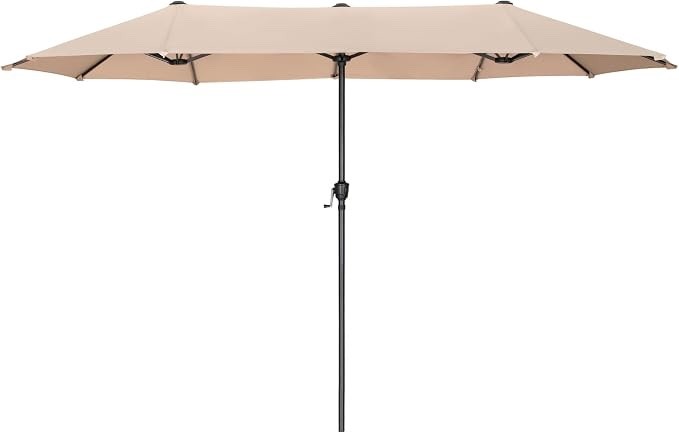 Large Garden Parasol 3.8m Double Patio Umbrella Beige Crank Outdoor Sun Shade