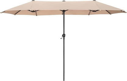 Large Garden Parasol 3.8m Double Patio Umbrella Beige Crank Outdoor Sun Shade