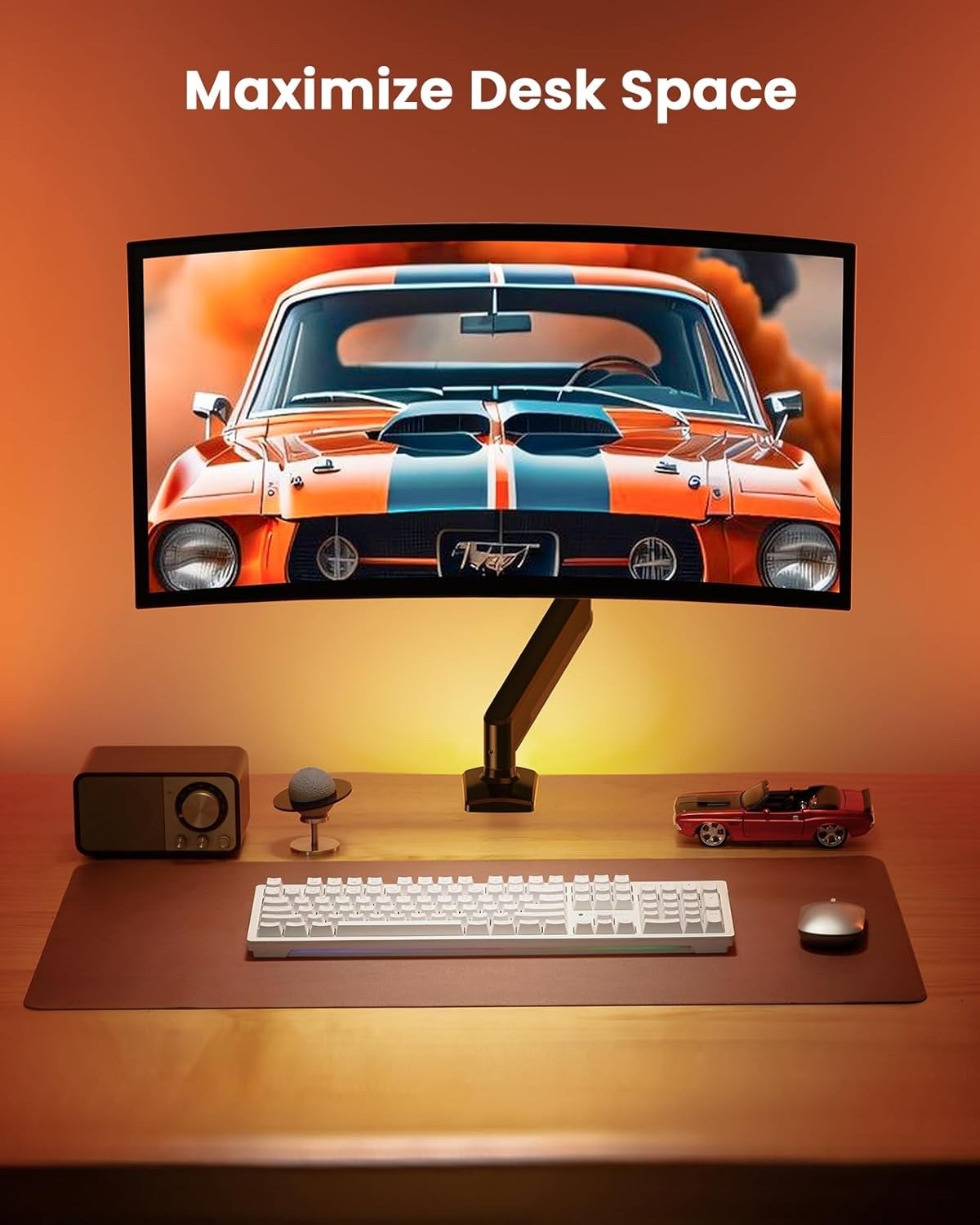 Monitor Arm Desk Mount Ultrawide Single 13-40in Adjustable VESA Black 12kg Heavy