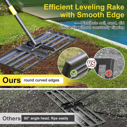 Lawn Levelling Rake Heavy Duty 76cm Steel Ground Leveler Garden Soil Topsoil Too