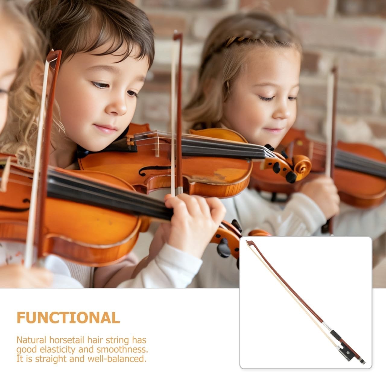 Violin Bow 1/16 Size 44cm Wooden Horsehair Lightweight Student Practice
