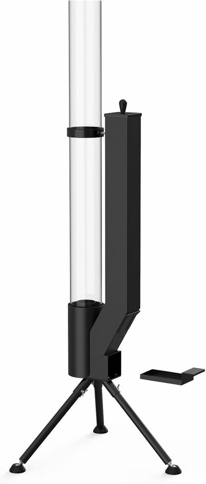 Patio Heater Wood Pellet Stove Outdoor Garden Fire Pit Glass Tube 147.5cm Black
