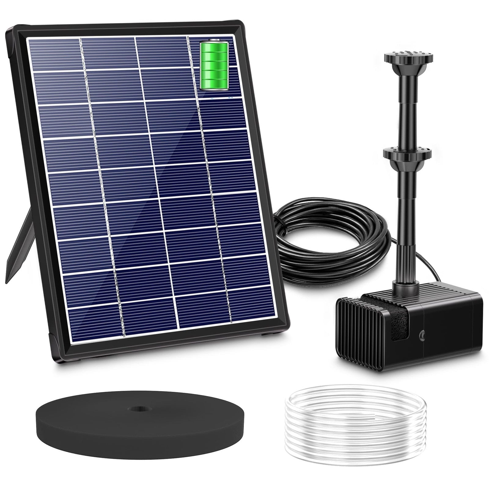 Biling Solar Pond Foundtain with Battery Backup, 6W 300L/H Solar Water Pump