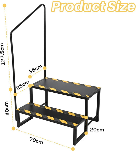 RV Steps 2 Step Stool with Handrail Heavy Duty Portable Ladder Non Slip