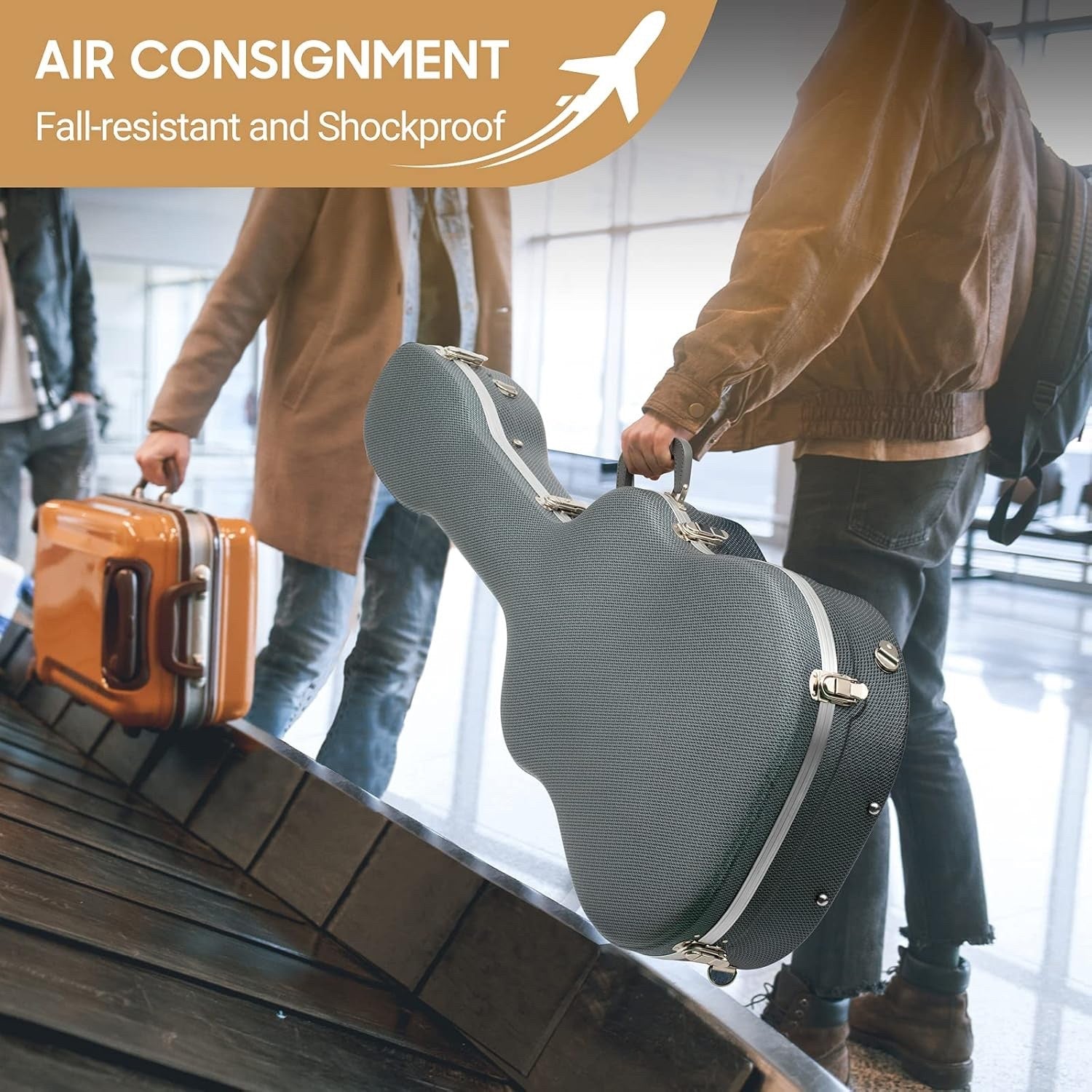 41in ABS Waterproof Acoustic Guitar Hard Case 0.6in Padding Navy CY0247 Classics