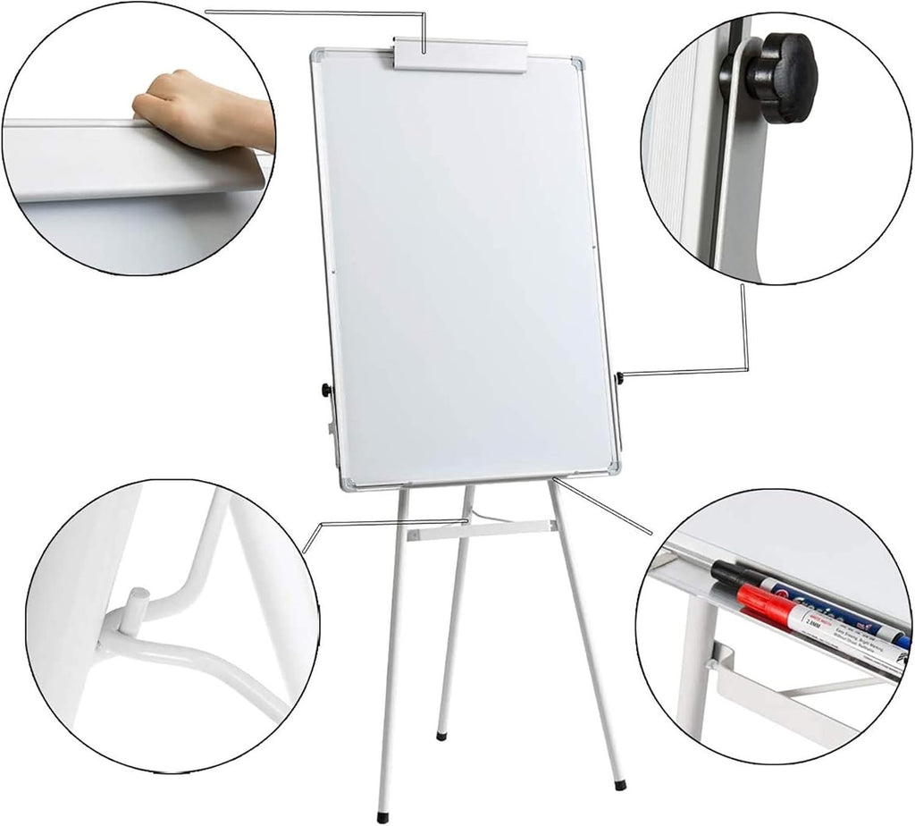 Magnetic Whiteboard Stand 90x60cm Portable Tripod Flipchart Easel White