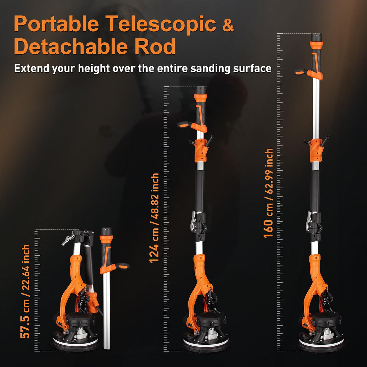 Drywall Sander 1000W 6-Speed LED Vacuum Wall Ceiling Electric Protmex