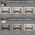 LED Bathroom Mirror 100x60cm Wall Mounted Backlit Anti-Fog 3 Color Dimmer