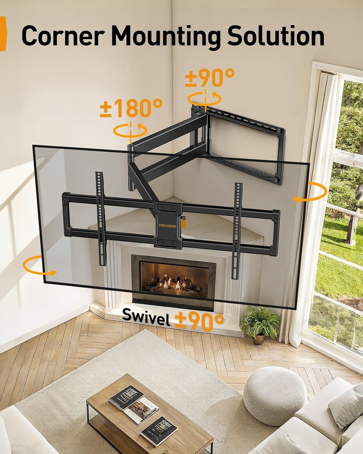 TV Wall Bracket Mount 42-97 Inch Long Arm Full Motion Swivel Tilt 68kg Black