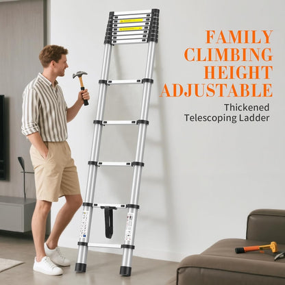 Telescopic Ladder Extension 10.5FT 330lb Aluminium Anti Slip Foldable 11 Step