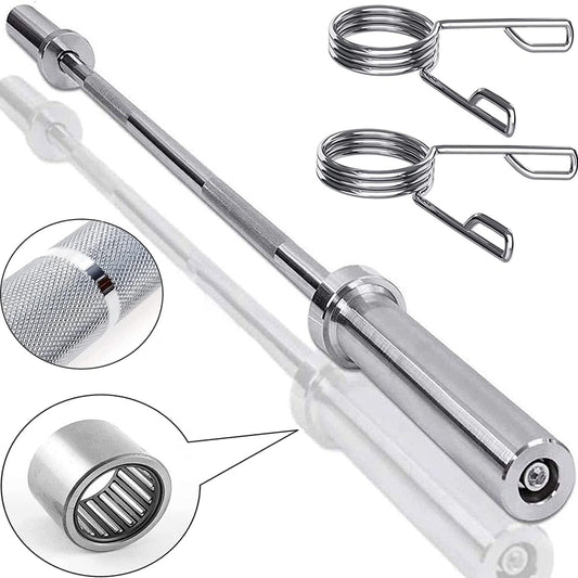 MYOYAY Weight Lifting Barbell Bar | Fitness 4ft Barbell Weight Bar with 2 Clips