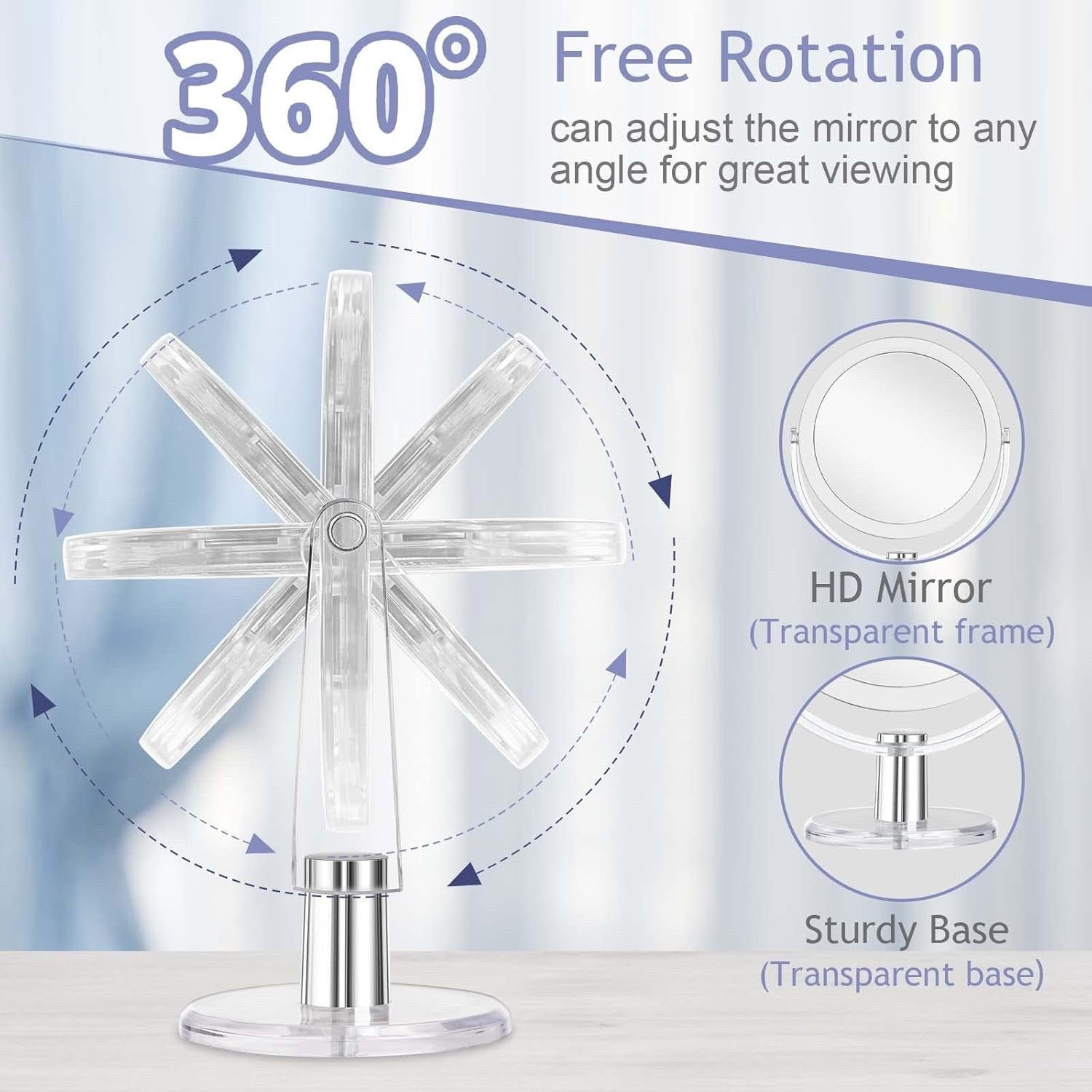 Double Sided Vanity Makeup Mirror with Stand 1X 15X Magnification Gift