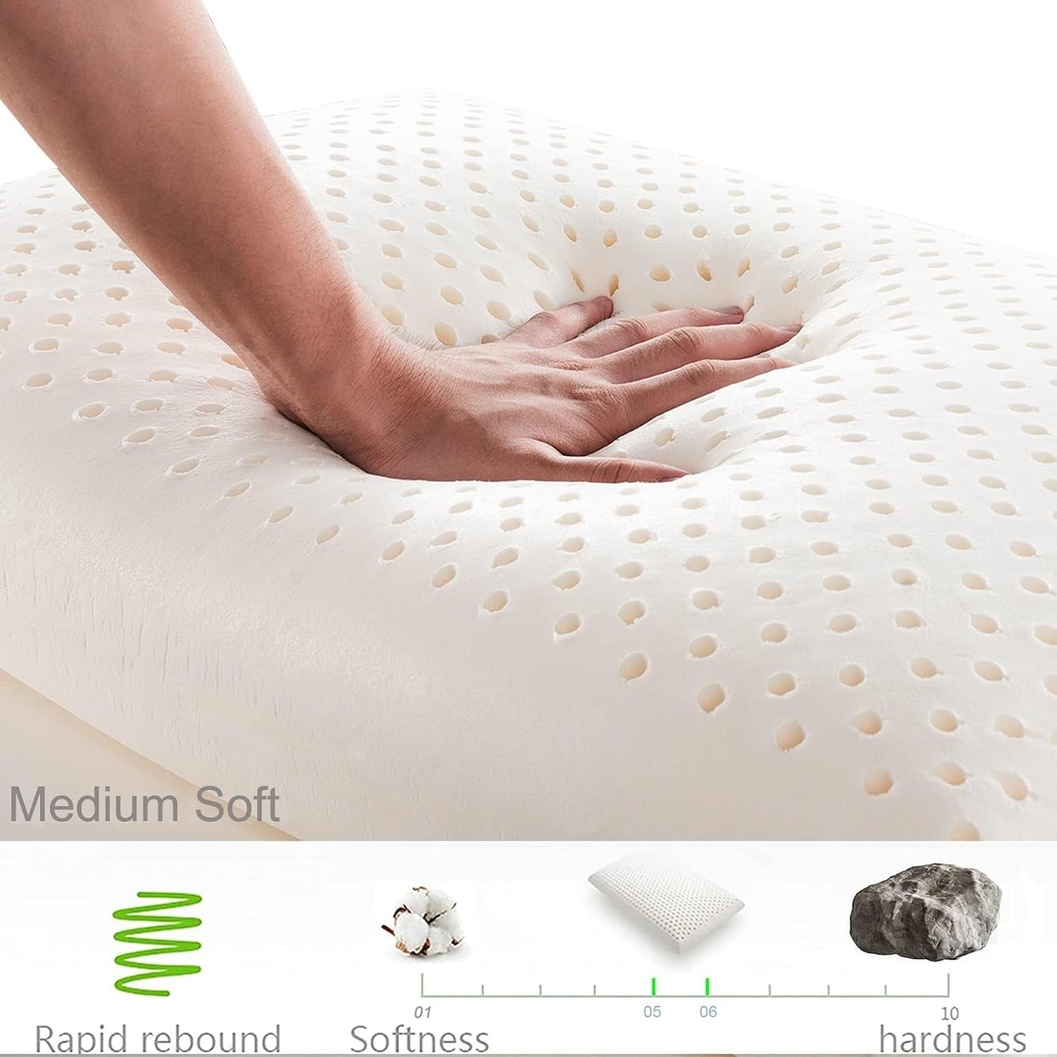 Latex Orthopedic Pillow Ergonomic Neck Support Queen Medium Firm Adjustable Cool