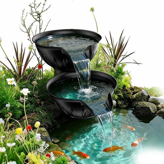 Pond Waterfall Fountain Kit 2 Tier Spillway Bowls 2500L/H Pump Garden Feature