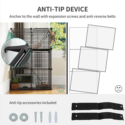 Cat Cage Playpen Indoor 3 Tier Hammock Rabbit Chinchilla Pet Enclosure Black