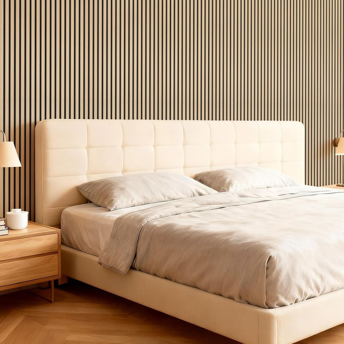 Acoustic Wood Wall Panels 2 Pack 120x60cm Natural Oak Slat Soundproof Decor
