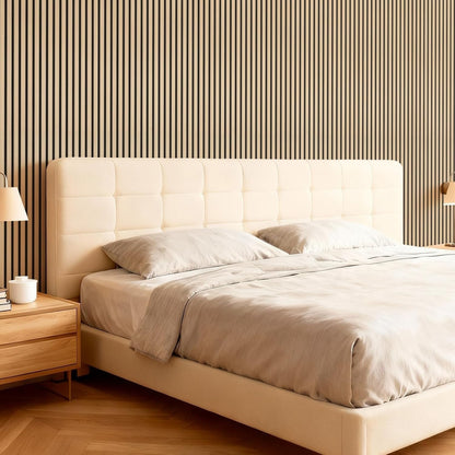 Acoustic Wood Wall Panels 2 Pack 120x60cm Natural Oak Slat Soundproof Decor