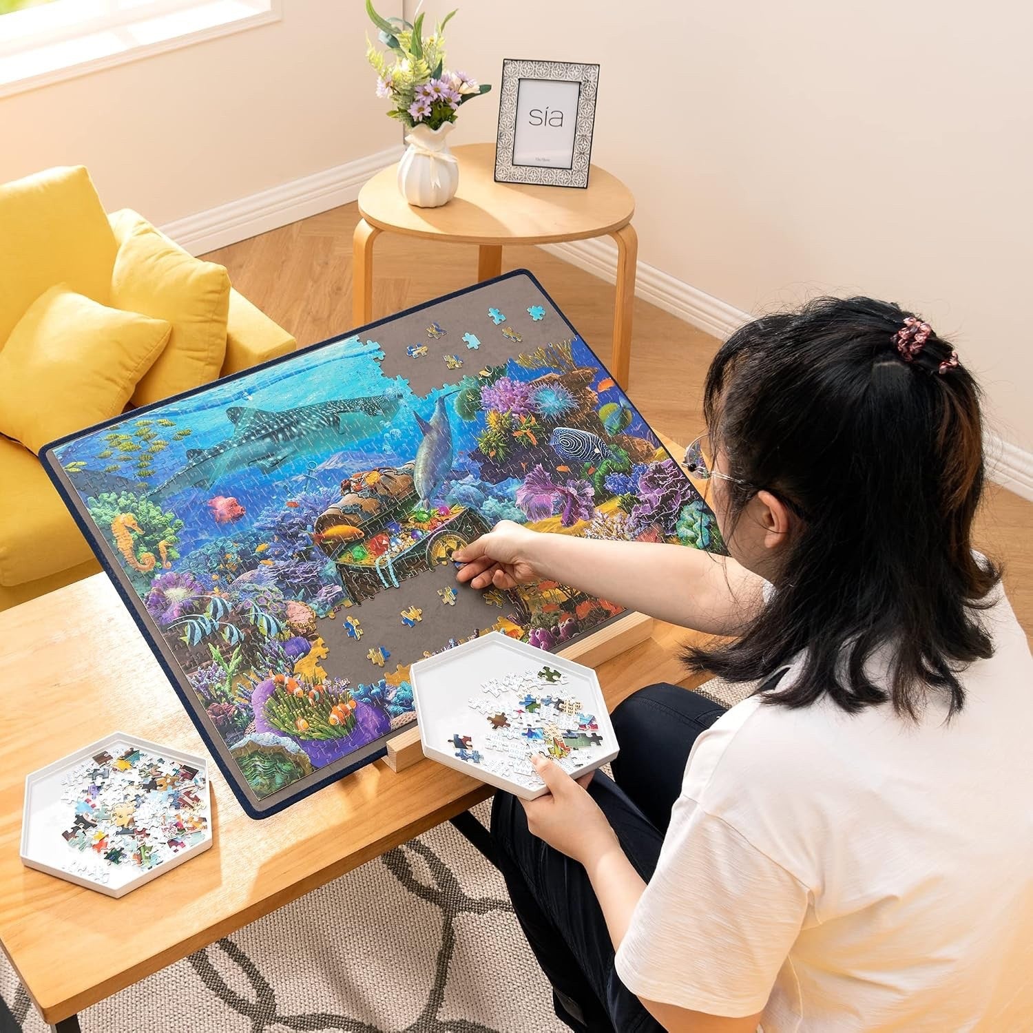 Becko US Jigsaw Puzzle Board Mat 1000 Piece Portable Non Slip Grey Storage Large