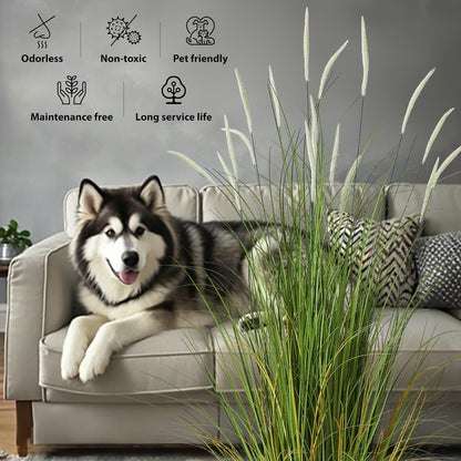 Artificial Reed Grass 3ft 2 Pack White Faux Cattail Potted Plants Decor Indoor