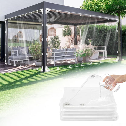 Clear Tarpaulin Waterproof Heavy Duty 4x6m PVC Sheet With Eyelets Garden Cover