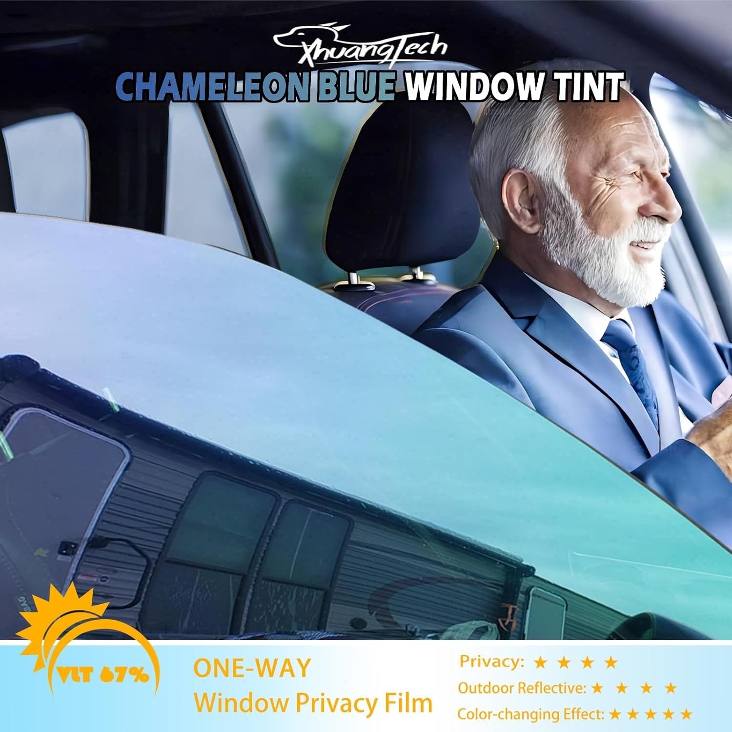 XhuangTech Car Window Tint Film 67% VLT Chameleon Car Window Tint Film
