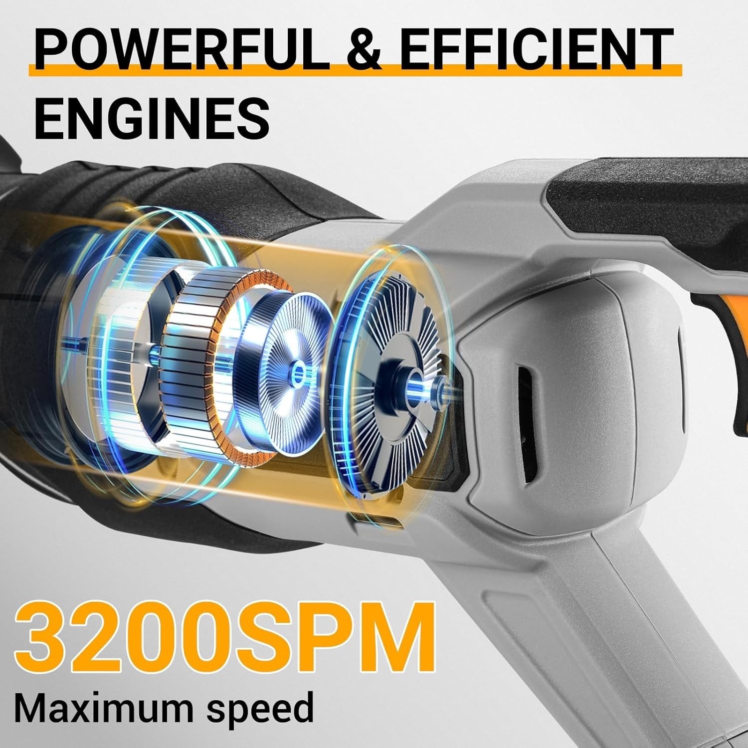 20V Cordless Reciprocating Saw Kit 2.0Ah Battery 2 Blades LED 3200SPM Wood