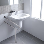 80cm Bathroom Grab Rail Toilet Support Handle Chrome Safety Bar w Paper Holder