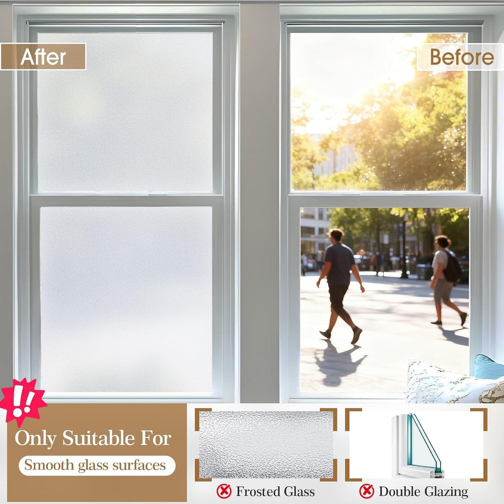 Frosted Window Film Privacy Static Cling Opaque UV Block Glass Cover