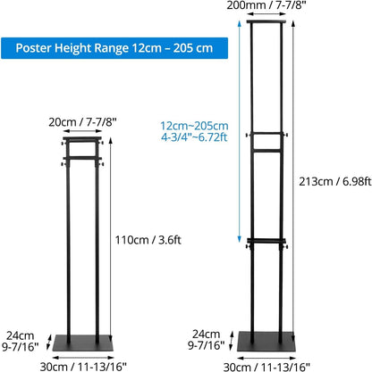 2 Pack Double Sided Sign Holder Stand Adjustable Poster Display 83in