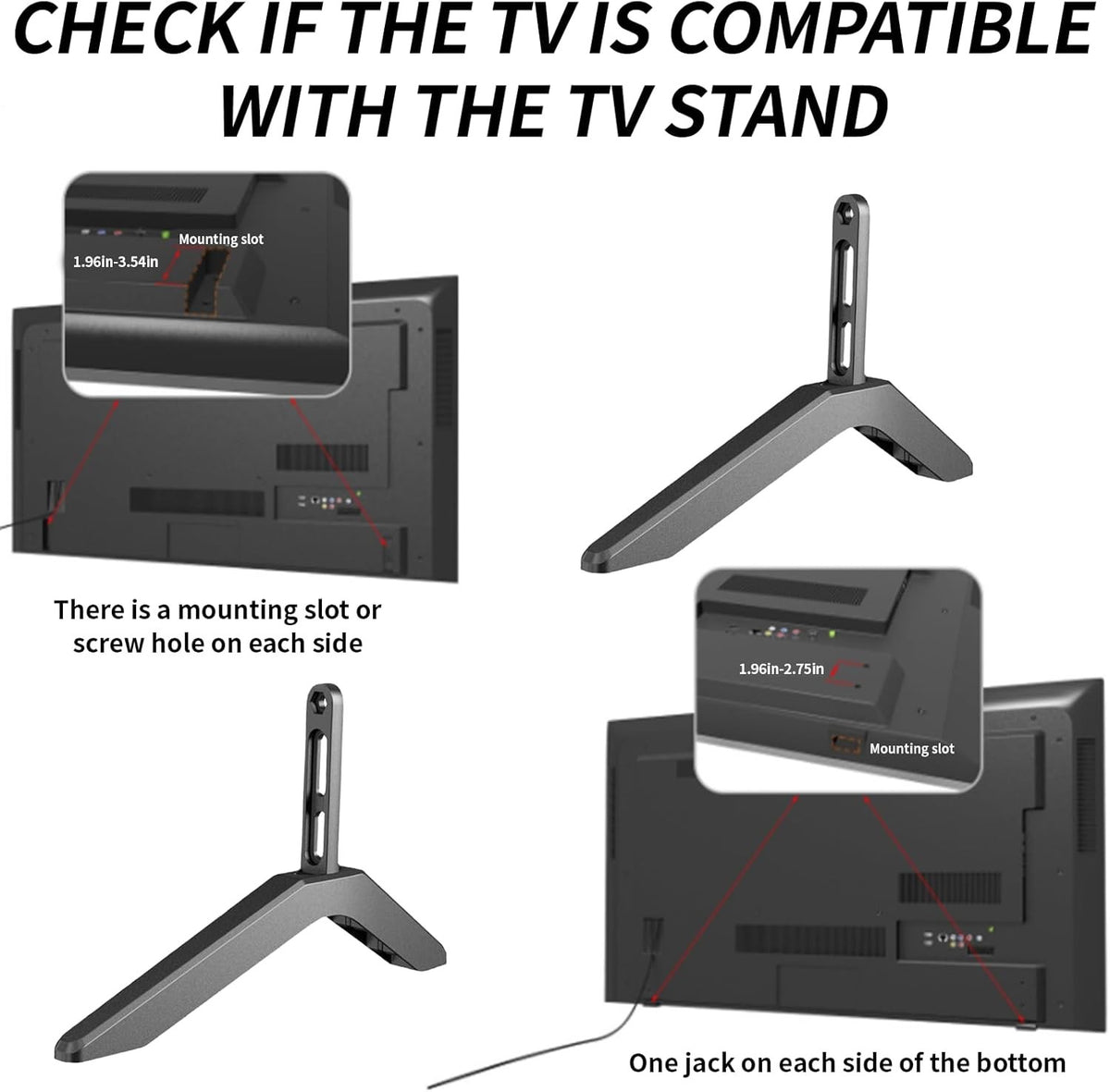2Pcs Universal TV Stand Base Legs Mount Pedestal Feet Stand for 32-65 Inch TV
